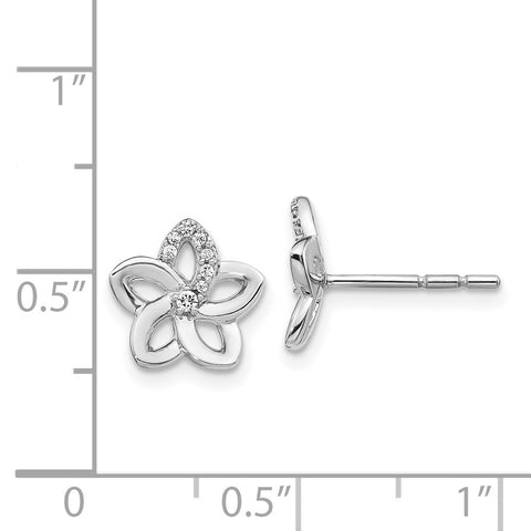14k White Gold Diamond Flower Earrings-WBC-EM3977-007-WA