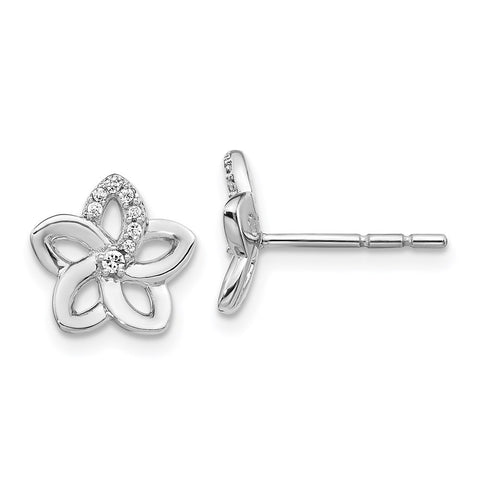 14k White Gold Diamond Flower Earrings-WBC-EM3977-007-WA