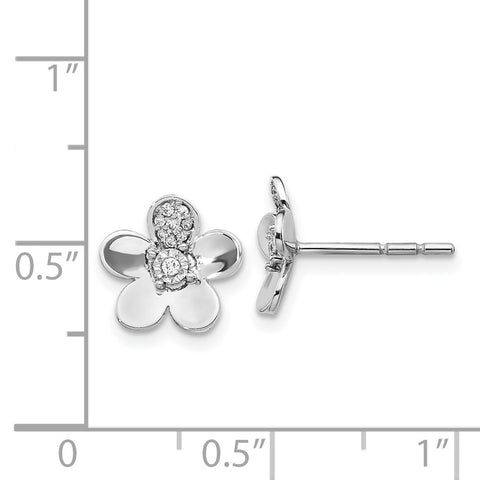 14k White Gold Diamond Flower Earrings-WBC-EM3979-007-WA
