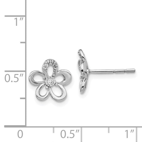 14k White Gold Diamond Flower Earrings-WBC-EM3981-006-WA