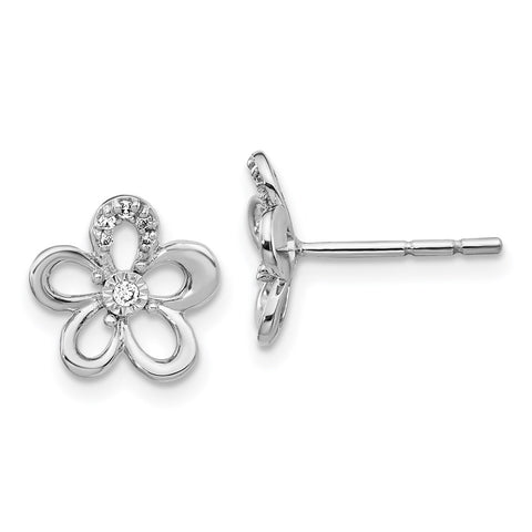 14k White Gold Diamond Flower Earrings-WBC-EM3981-006-WA