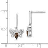 14k White Gold Diamond and Smokey Quartz Bee Earrings-WBC-EM3996-SQ-015-WA