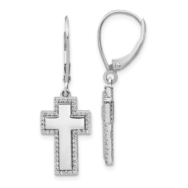 14k White Gold Diamond Fancy Cross Leverback Earrings-WBC-EM4002-030-WA