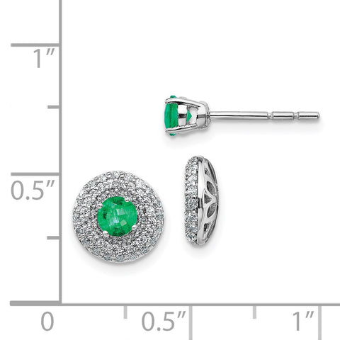 14k White Gold Diamond and Emerald Stud w/Jacket Earrings-WBC-EM4020-EM-050-WA