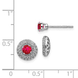 14k White Gold Diamond and Ruby Stud w/Jacket Earrings-WBC-EM4020-RU-050-WA