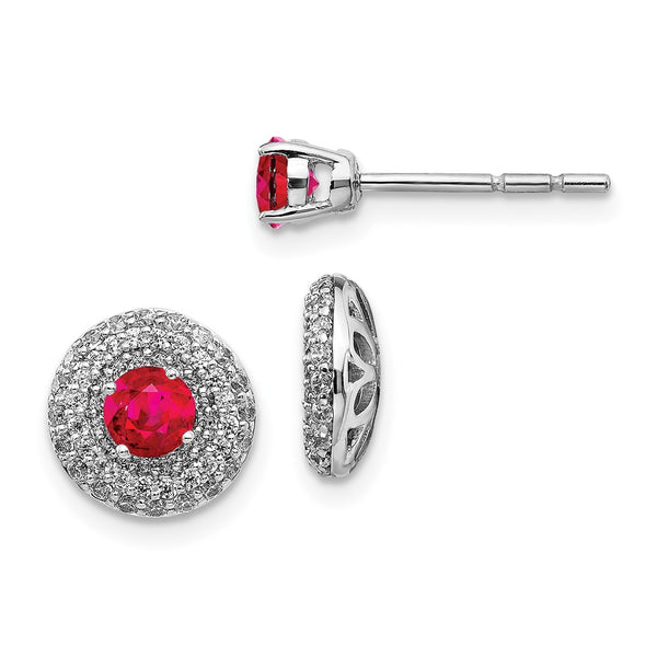 14k White Gold Diamond and Ruby Stud w/Jacket Earrings-WBC-EM4020-RU-050-WA