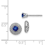 14k White Gold Diamond and Sapphire Stud w/Jacket Earrings-WBC-EM4020-SA-050-WA