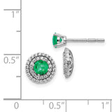 14k White Gold Diamond and Emerald Stud w/ Jacket Earrings-WBC-EM4021-EM-037-WA