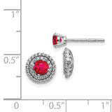 14k White Gold Diamond and Ruby Stud w/ Jacket Earrings-WBC-EM4021-RU-037-WA