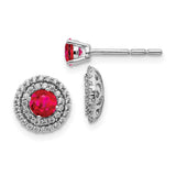 14k White Gold Diamond and Ruby Stud w/ Jacket Earrings-WBC-EM4021-RU-037-WA