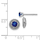 14k White Gold Diamond and Sapphire Stud w/ Jacket Earrings-WBC-EM4021-SA-037-WA