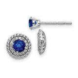 14k White Gold Diamond and Sapphire Stud w/ Jacket Earrings-WBC-EM4021-SA-037-WA