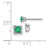 14k White Gold Diamond and Emerald Stud w/ Jacket Earrings-WBC-EM4022-EM-010-WA