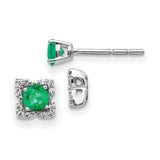 14k White Gold Diamond and Emerald Stud w/ Jacket Earrings-WBC-EM4022-EM-010-WA