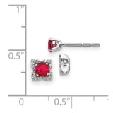 14k White Gold Diamond and Ruby Stud w/ Jacket Earrings-WBC-EM4022-RU-010-WA