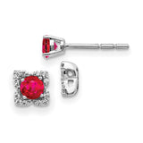 14k White Gold Diamond and Ruby Stud w/ Jacket Earrings-WBC-EM4022-RU-010-WA