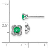 14k White Gold Diamond and Emerald Stud w/ Jacket Earrings-WBC-EM4023-EM-008-WA