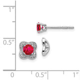 14k White Gold Diamond and Ruby Stud w/ Jacket Earrings-WBC-EM4023-RU-008-WA