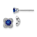 14k White Gold Diamond and Sapphire Stud w/Jacket Earrings-WBC-EM4023-SA-008-WA