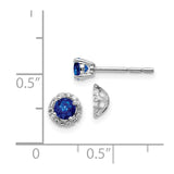 14k White Gold Diamond and Sapphire Stud w/Jacket Earrings-WBC-EM4024-SA-007-WA