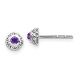 14k White Gold Diamond and Cabochon Amethyst Earrings-WBC-EM4030-AM-010-WA