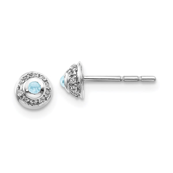 14k White Gold Diamond and Cabochon Aquamarine Earrings-WBC-EM4030-AQ-008-WA