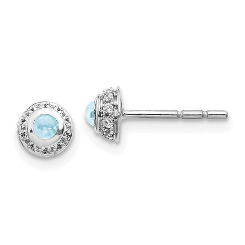 14k White Gold Diamond and Cabochon Aquamarine Earrings-WBC-EM4030-AQ-010-WA