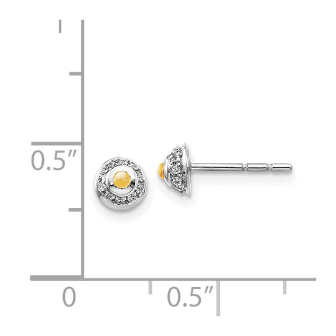 14k White Gold Diamond and Cabochon Citrine Earrings-WBC-EM4030-CI-008-WA