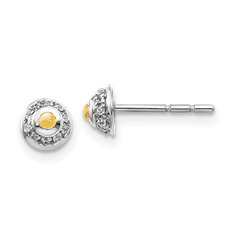 14k White Gold Diamond and Cabochon Citrine Earrings-WBC-EM4030-CI-008-WA