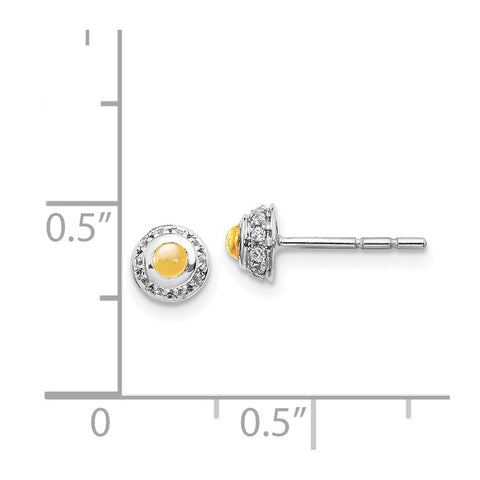 14k White Gold Diamond and Cabochon Citrine Earrings-WBC-EM4030-CI-010-WA