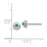 14k White Gold Diamond and Cabochon Emerald Earrings-WBC-EM4030-EM-010-WA