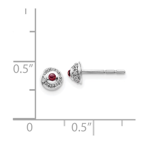 14k White Gold Diamond and Cabochon Garnet Earrings-WBC-EM4030-GA-008-WA