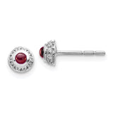 14k White Gold Diamond and Cabochon Garnet Earrings-WBC-EM4030-GA-010-WA