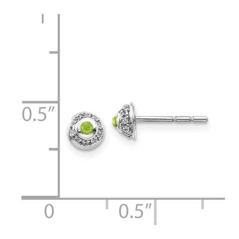 14k White Gold Diamond and Cabochon Peridot Earrings-WBC-EM4030-PE-008-WA