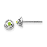 14k White Gold Diamond and Cabochon Peridot Earrings-WBC-EM4030-PE-008-WA