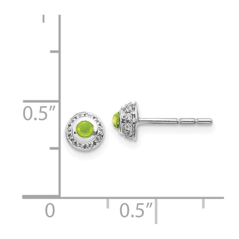 14k White Gold Diamond and Cabochon Peridot Earrings-WBC-EM4030-PE-010-WA