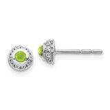 14k White Gold Diamond and Cabochon Peridot Earrings-WBC-EM4030-PE-010-WA