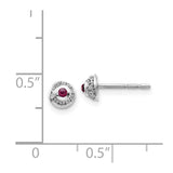 14k White Gold Diamond and Cabochon Rhodolite Garnet Earrings-WBC-EM4030-RG-008-WA