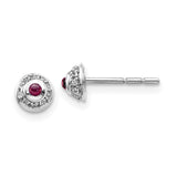 14k White Gold Diamond and Cabochon Rhodolite Garnet Earrings-WBC-EM4030-RG-008-WA