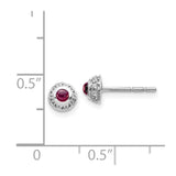 14k White Gold Diamond and Cabochon Rhodolite Garnet Earrings-WBC-EM4030-RG-010-WA