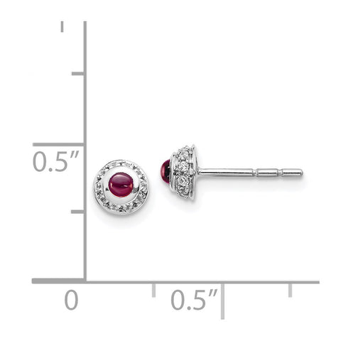 14k White Gold Diamond and Cabochon Rhodolite Garnet Earrings-WBC-EM4030-RG-010-WA