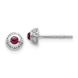 14k White Gold Diamond and Cabochon Rhodolite Garnet Earrings-WBC-EM4030-RG-010-WA