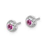 14k White Gold Diamond and Cabochon Ruby Earrings-WBC-EM4030-RU-010-WA