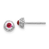 14k White Gold Diamond and Cabochon Ruby Earrings-WBC-EM4030-RU-010-WA