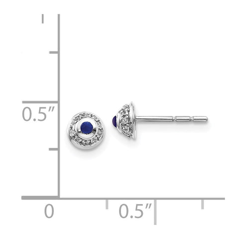 14k White Gold Diamond and Cabochon Sapphire Earrings-WBC-EM4030-SA-008-WA