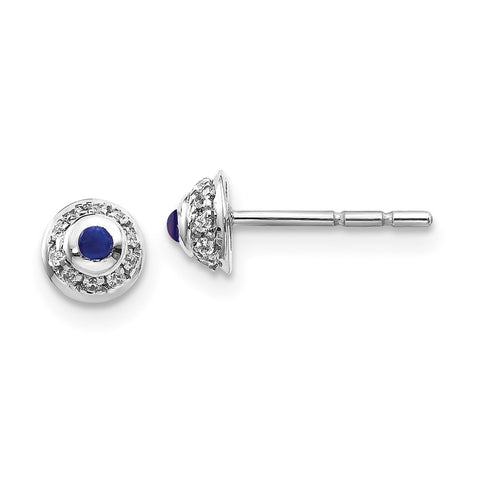 14k White Gold Diamond and Cabochon Sapphire Earrings-WBC-EM4030-SA-008-WA