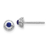 14k White Gold Diamond and Cabochon Sapphire Earrings-WBC-EM4030-SA-010-WA