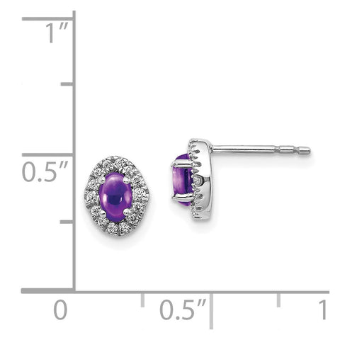 14k White Gold Diamond and Cabochon Amethyst Earrings-WBC-EM4035-AM-016-WA