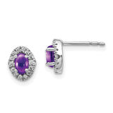 14k White Gold Diamond and Cabochon Amethyst Earrings-WBC-EM4035-AM-016-WA