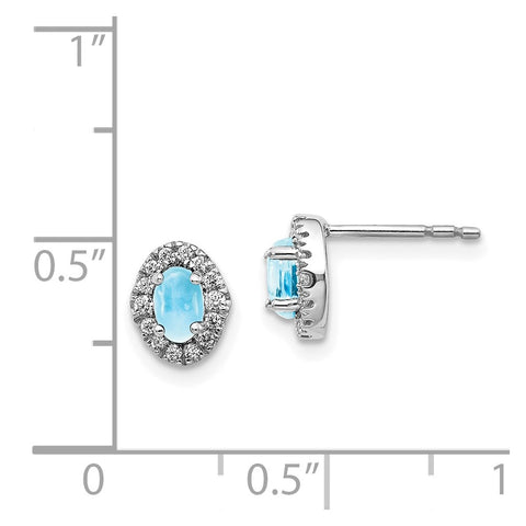 14k White Gold Diamond and Cabochon Blue Topaz Earrings-WBC-EM4035-BT-016-WA